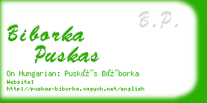 biborka puskas business card